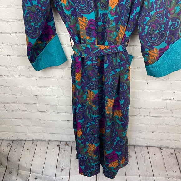 VICTORIA'S SECRET Gold Label Floral Paisley Kimono Dressing Robe size medium - Picture 5 of 6